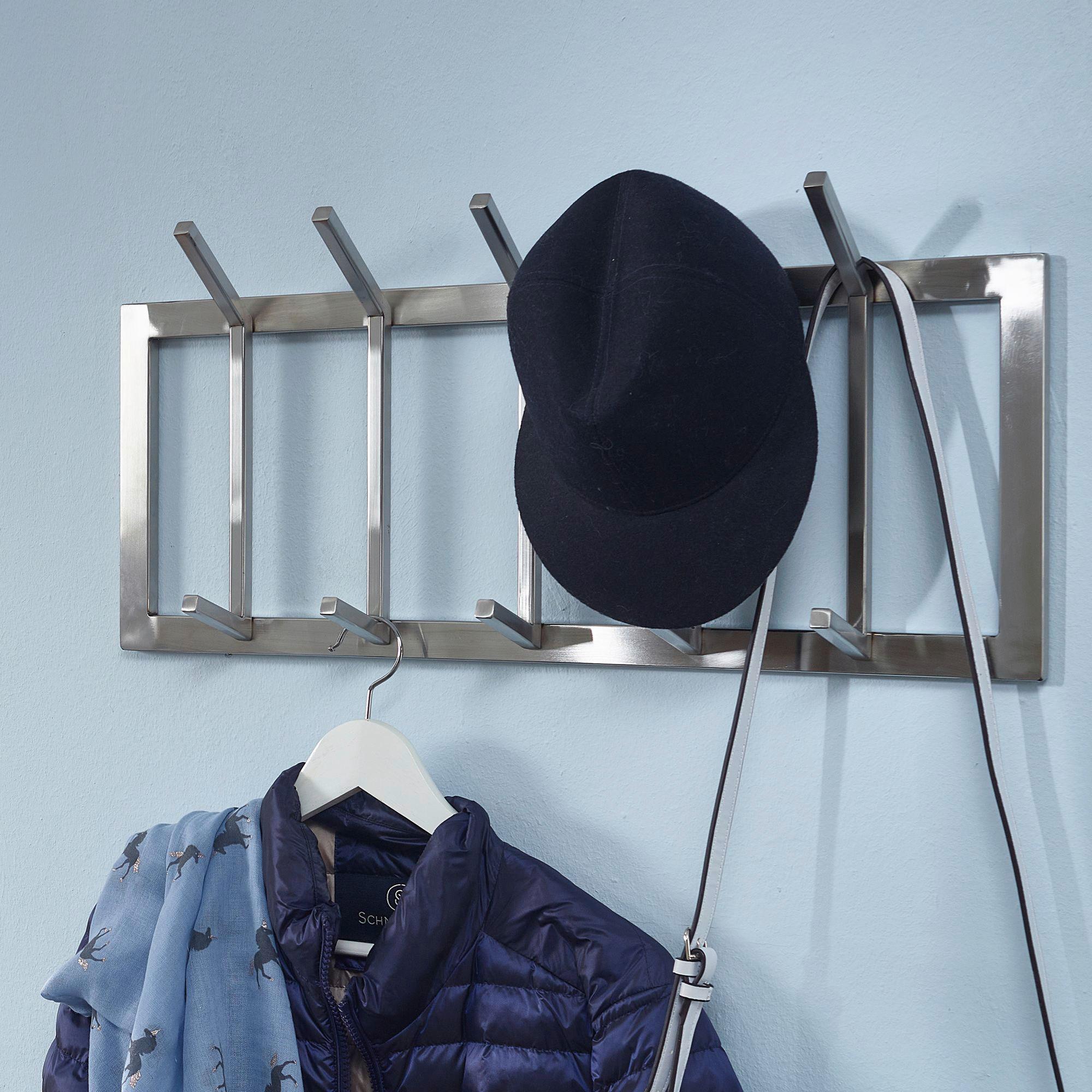 Wandgarderobe Wohnling Silberfarben B: 65 Cm - Silberfarben, MODERN, Metall (65/30/10cm) - MID.YOU