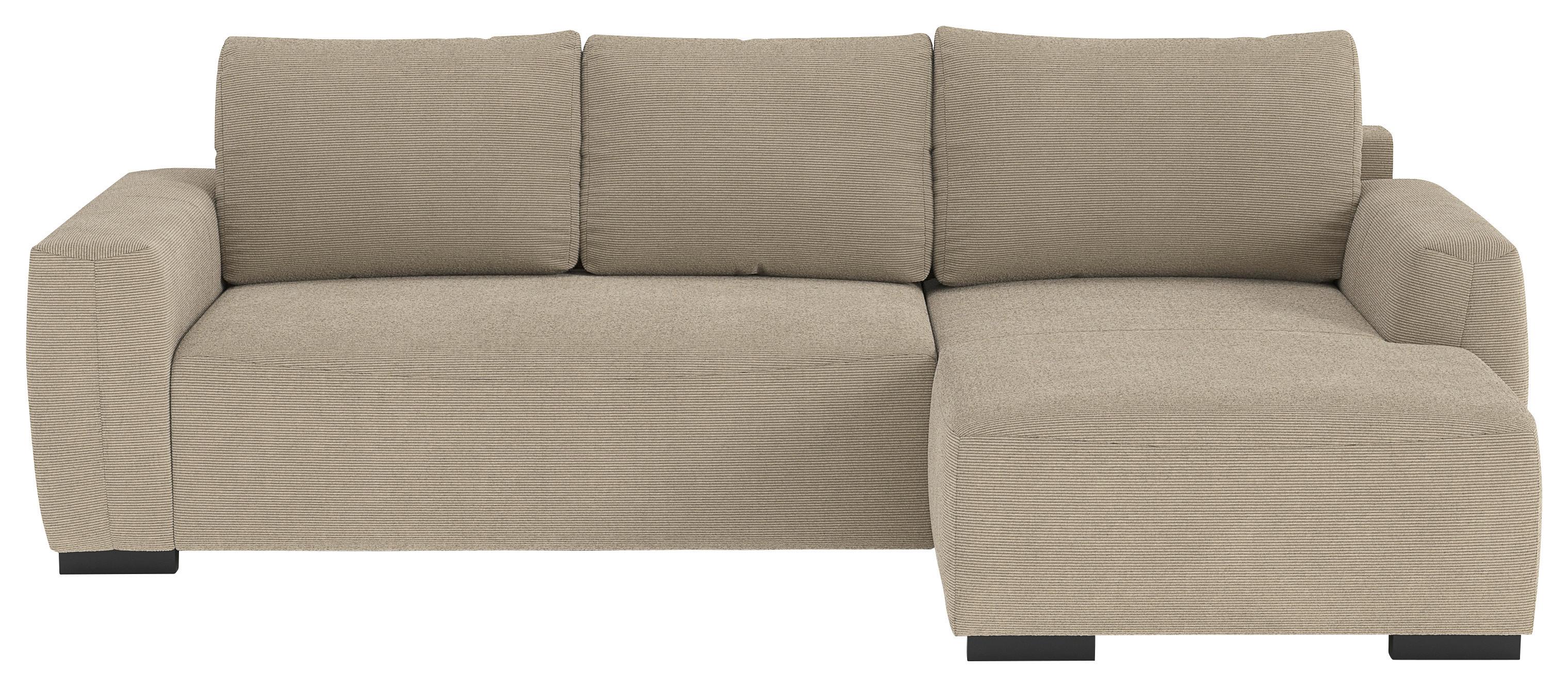 Ecksofa mit Bettfunktion Giro Cord braun, B: 252cm - Schwarz/Braun, Trend, Textil (252/86/170cm)