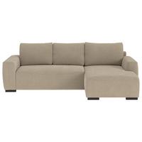 Ecksofa mit Bettfunktion Giro Cord braun, B: 252cm - Schwarz/Braun, Trend, Textil (252/86/170cm)