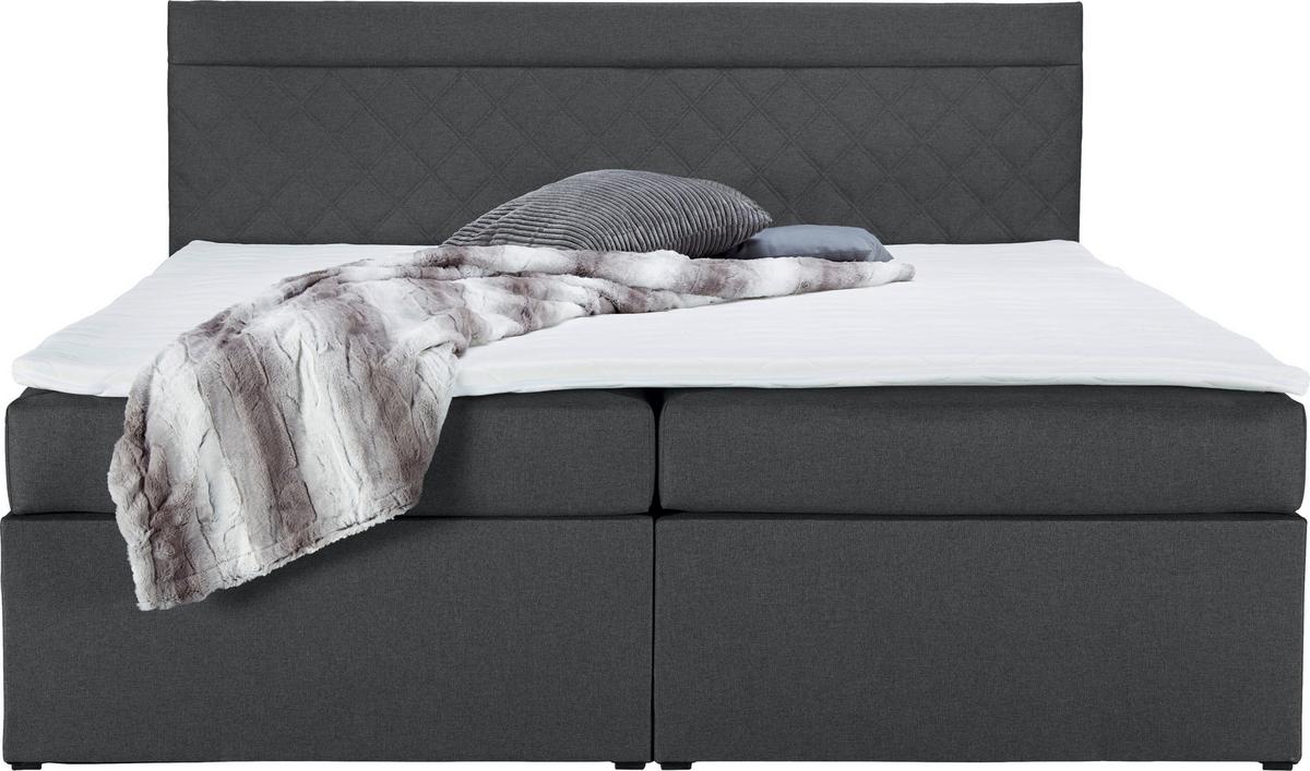 Boxspring postel s topperem Rosa, 180x200, antracitová - černá/tmavě šedá, Moderní, dřevo/kompozitní dřevo (180/200cm) - Bessagi Home