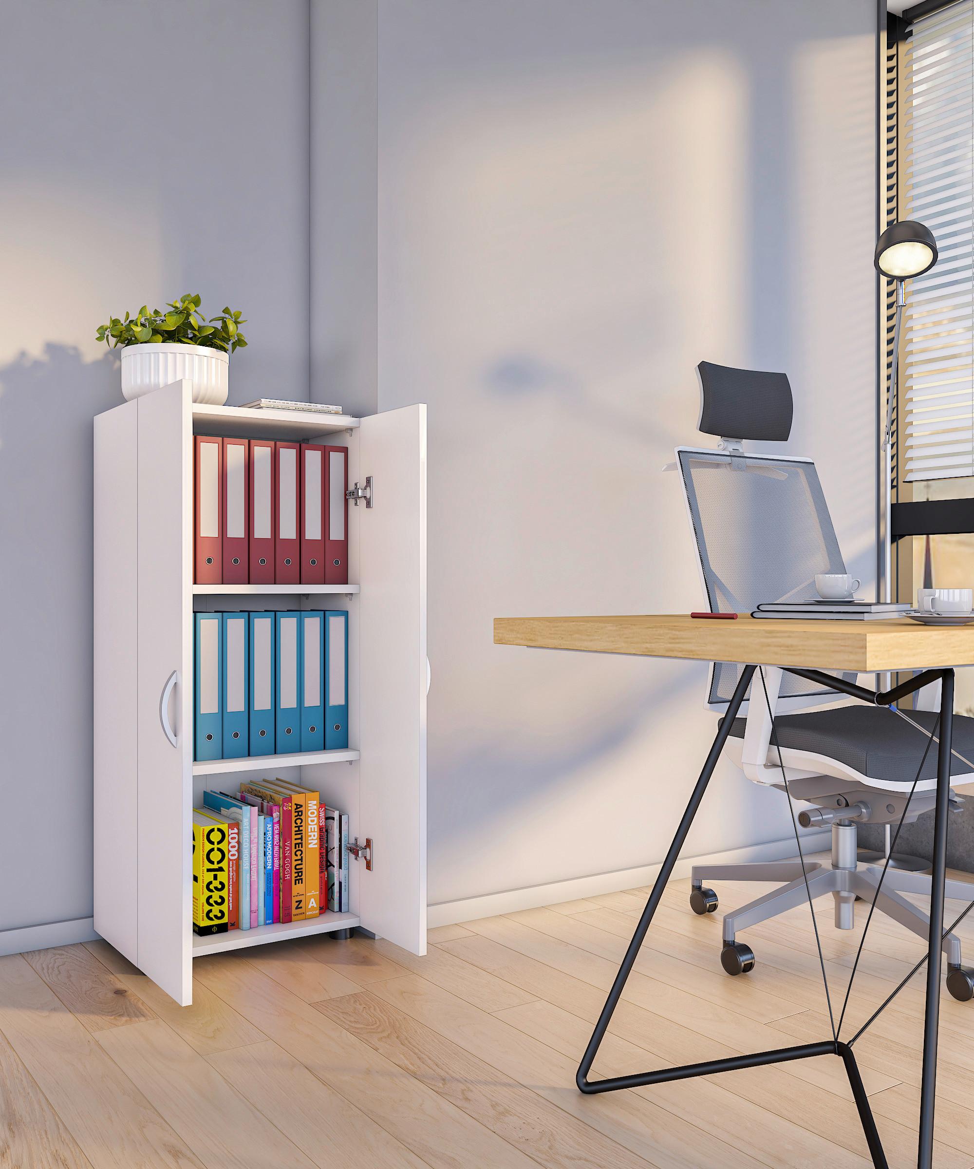 Aktenschrank Stehend  Ulas 3 Weiß B: 49 cm - Weiß, MODERN, Holzwerkstoff (49/108/34cm) - MID.YOU