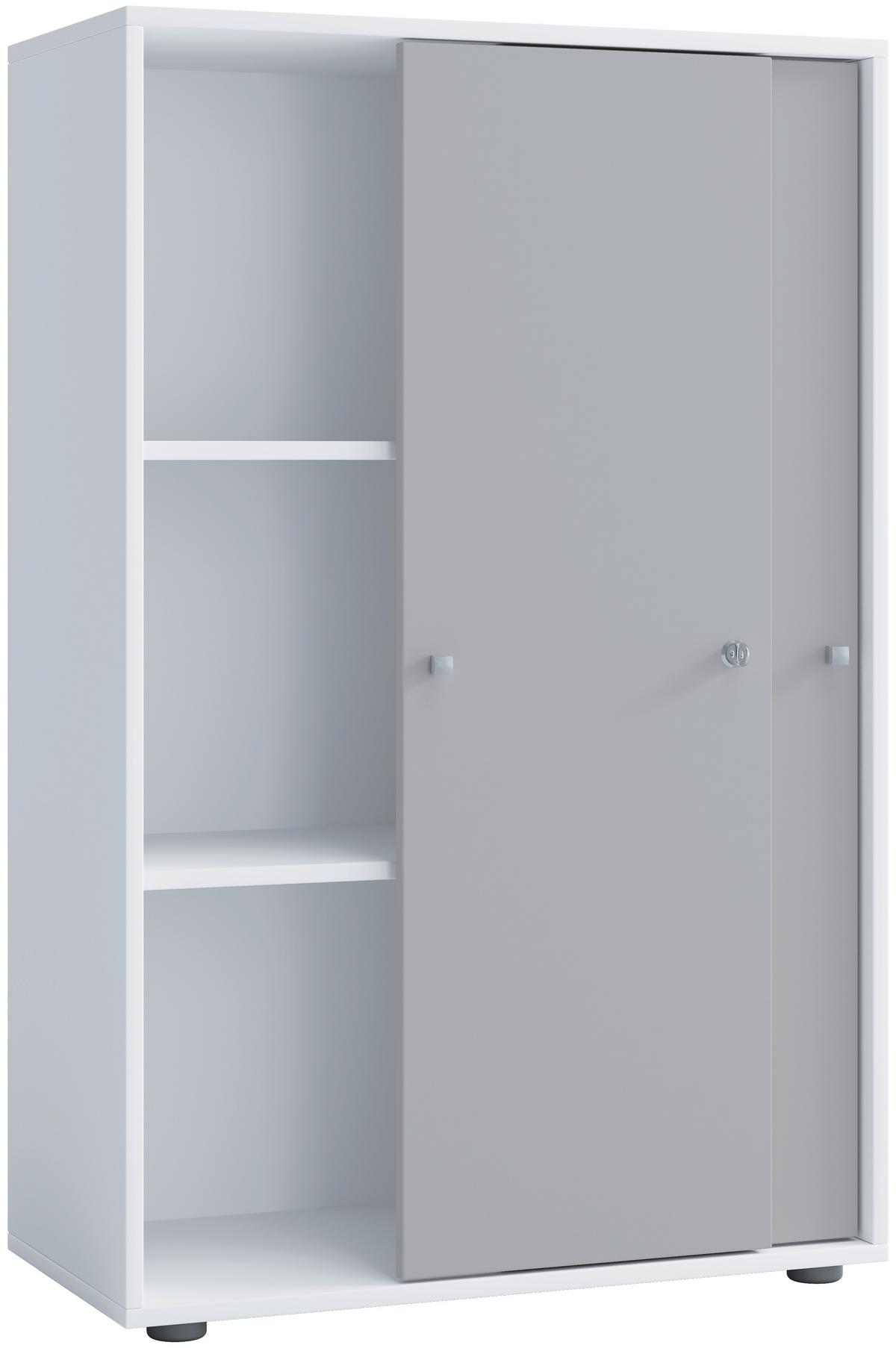 Aktenschrank Lona Grau, Weiß B: 70 cm - Weiß/Grau, Design, Holzwerkstoff (70/110/39cm) - MID.YOU