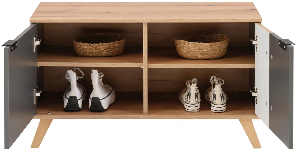 Garderobenbank Clever Anthrazit B: 90 cm - Eichefarben/Anthrazit, MODERN, Holzwerkstoff (90/52/38cm)