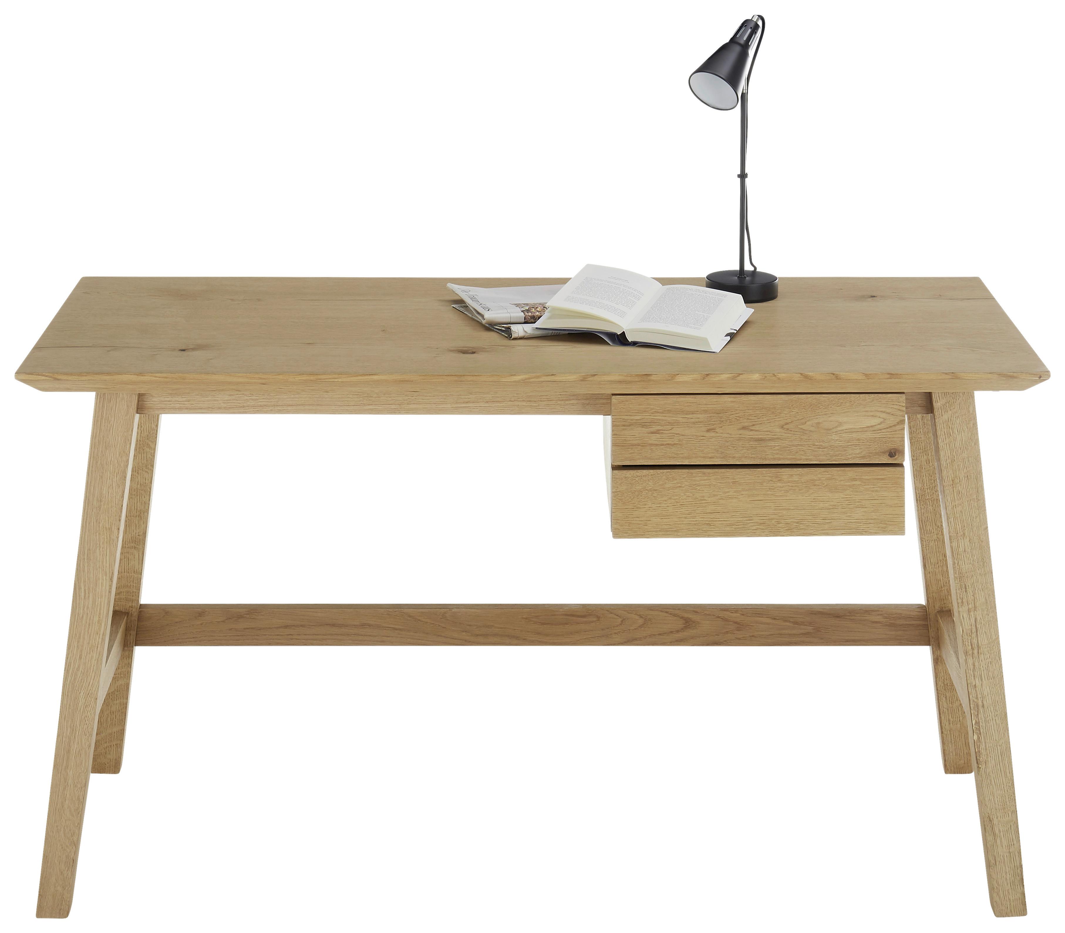 Schreibtisch B 140cm H 75cm Taluca, Eichefarben - Eichefarben/Schwarz, MODERN, Holz/Holzwerkstoff (140/75/60cm)