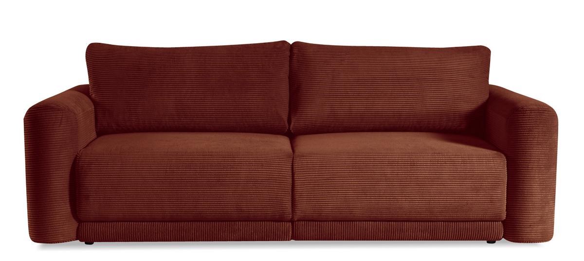 Schlafsofa Norman Rostfarben B: 252cm - Rostfarben/Schwarz, Design, Textil (252/93/167cm) - Livetastic