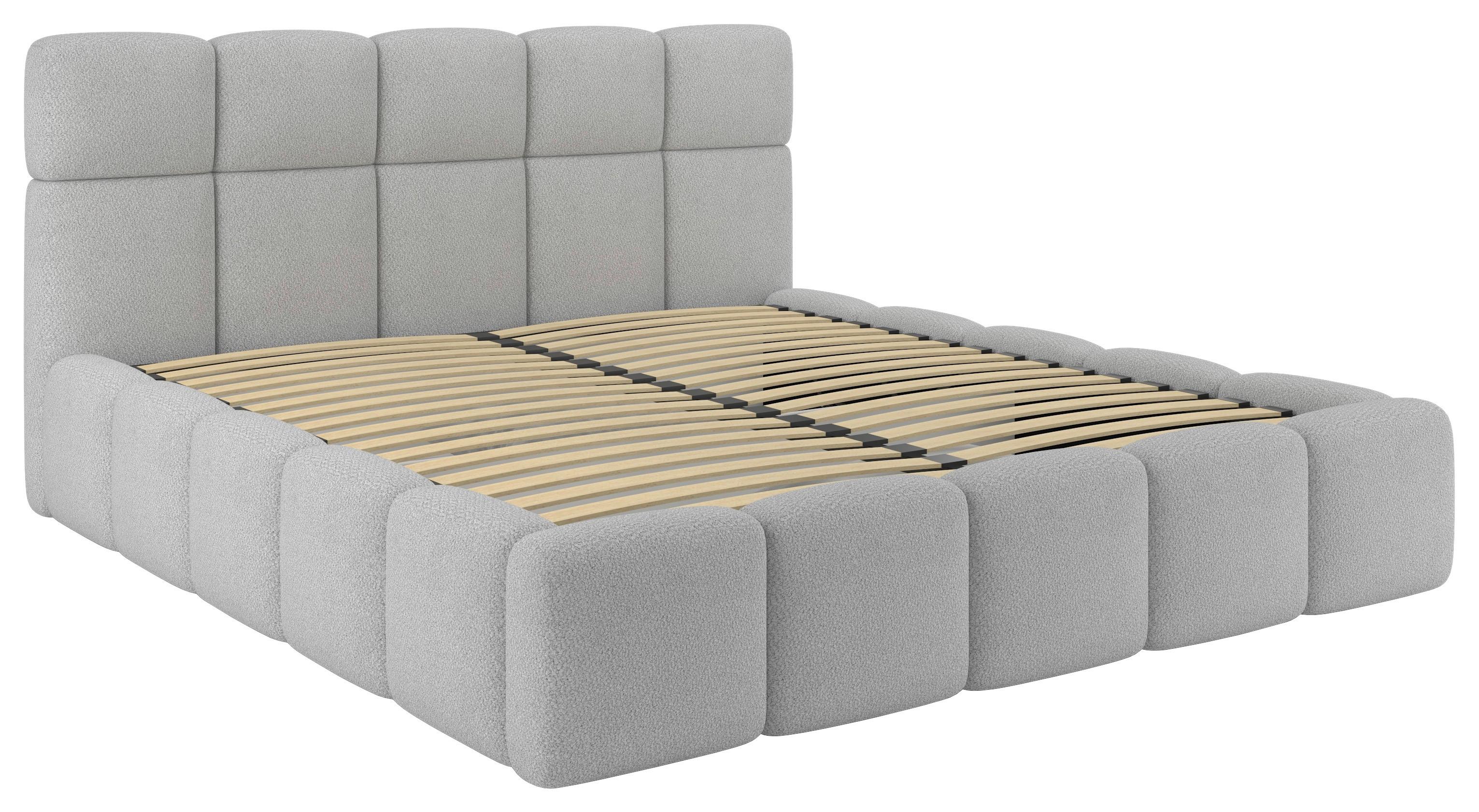 Polsterbett Cloudy Silberfarben, Lf: 160x200 cm - Silberfarben/Grau, Trend, Holz/Holzwerkstoff (160/200cm) - Luca Bessoni