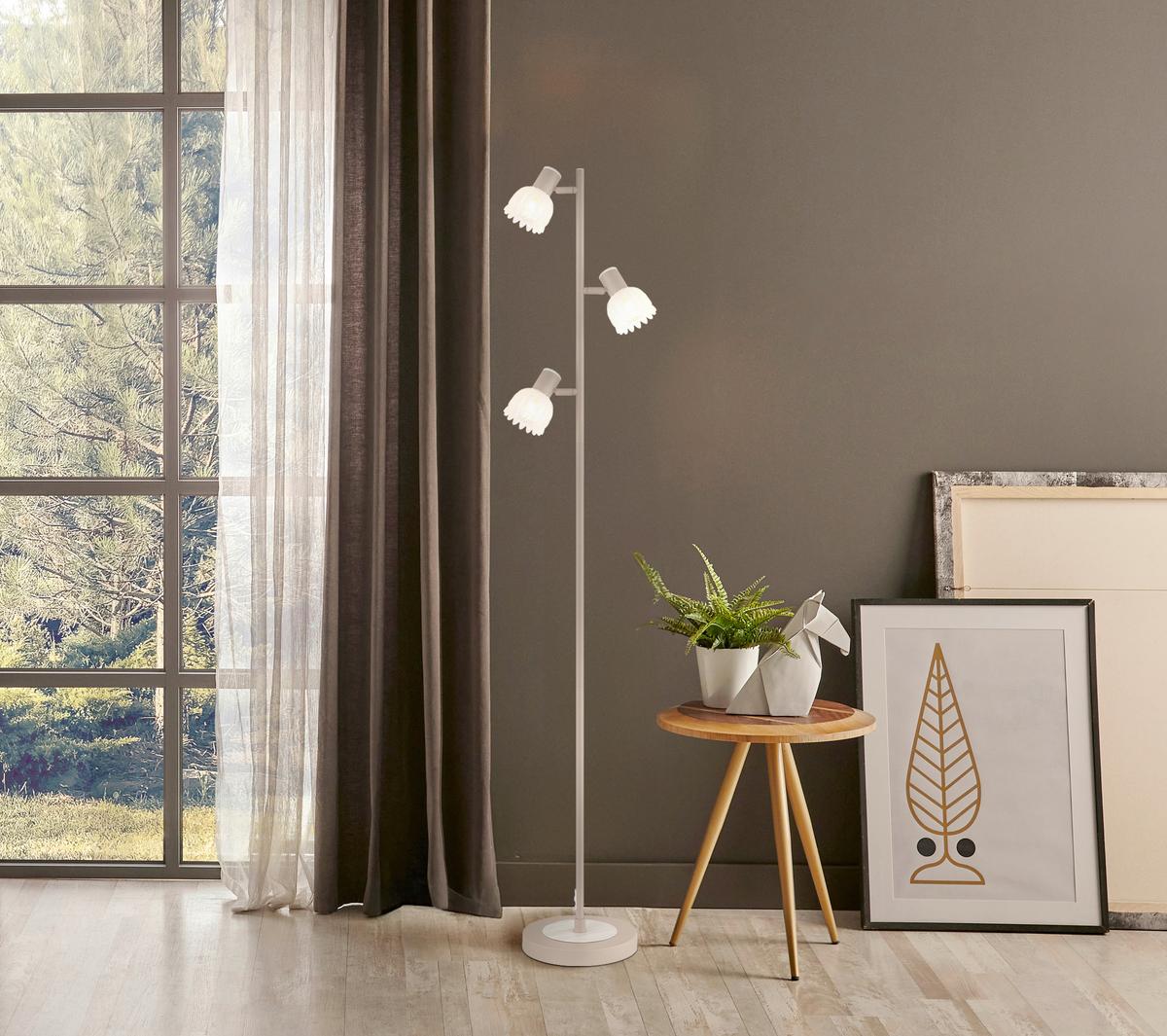 Stehleuchte Exkl. 3xe14, 40w - Sandfarben/Schwarz, KONVENTIONELL, Glas/Kunststoff (28/23/154cm) - Globo