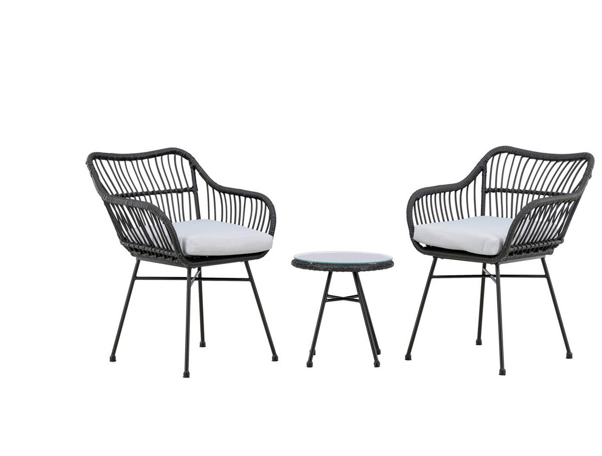 Balkonset Viga - Schwarz, KONVENTIONELL, Kunststoff/Metall - Gardenson