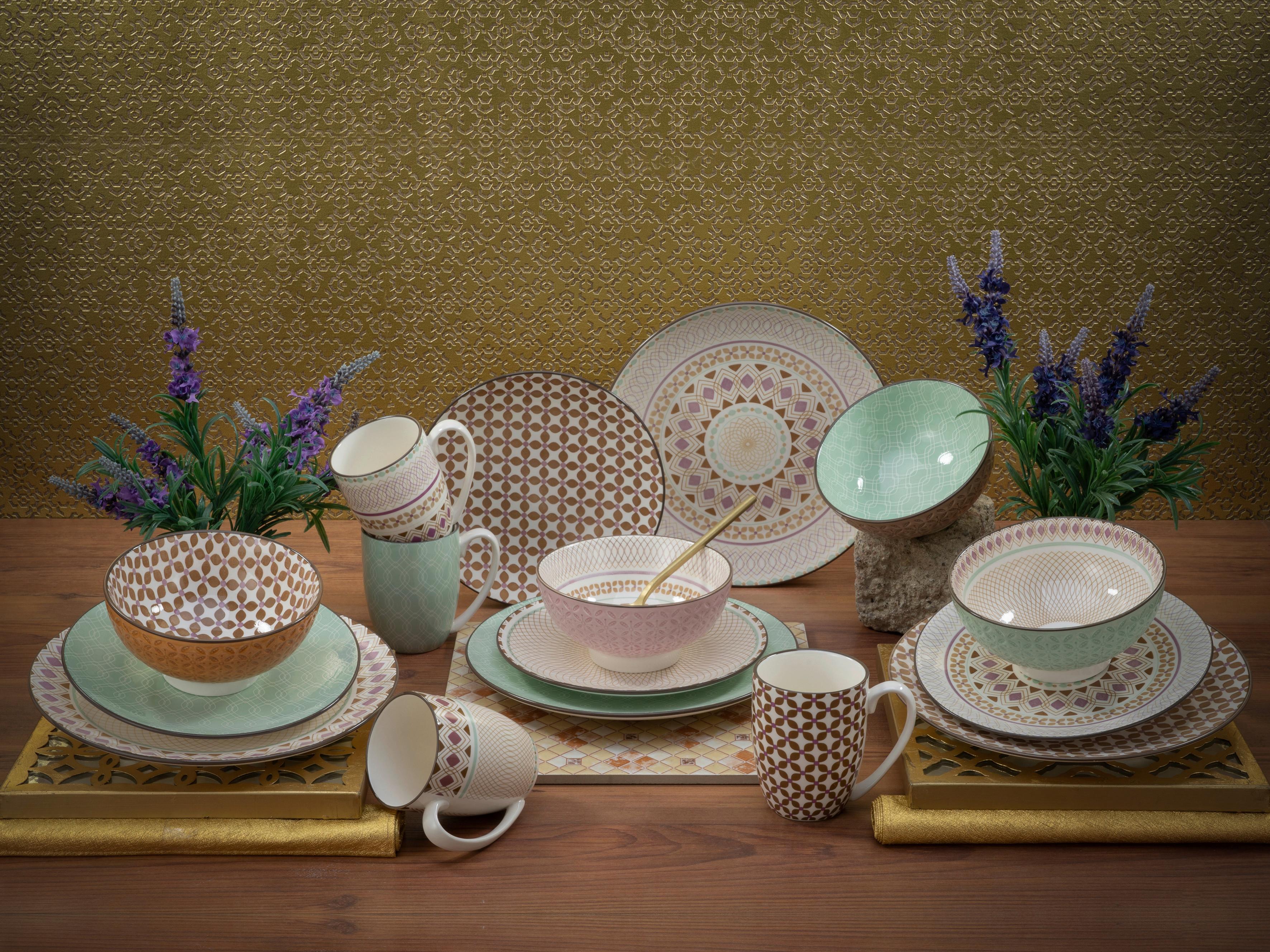 Kombinovaná souprava MANDALA, 16-dílný - vícebarevná, Basics, keramika - Creatable