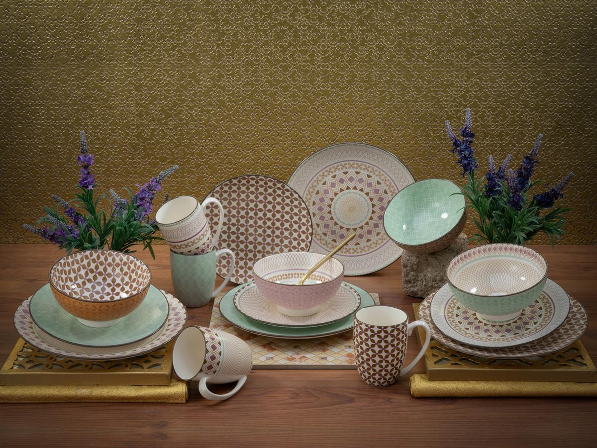 Kombinovaný servis MANDALA, 16-dielna - viacfarebná, Basics, keramika - Creatable