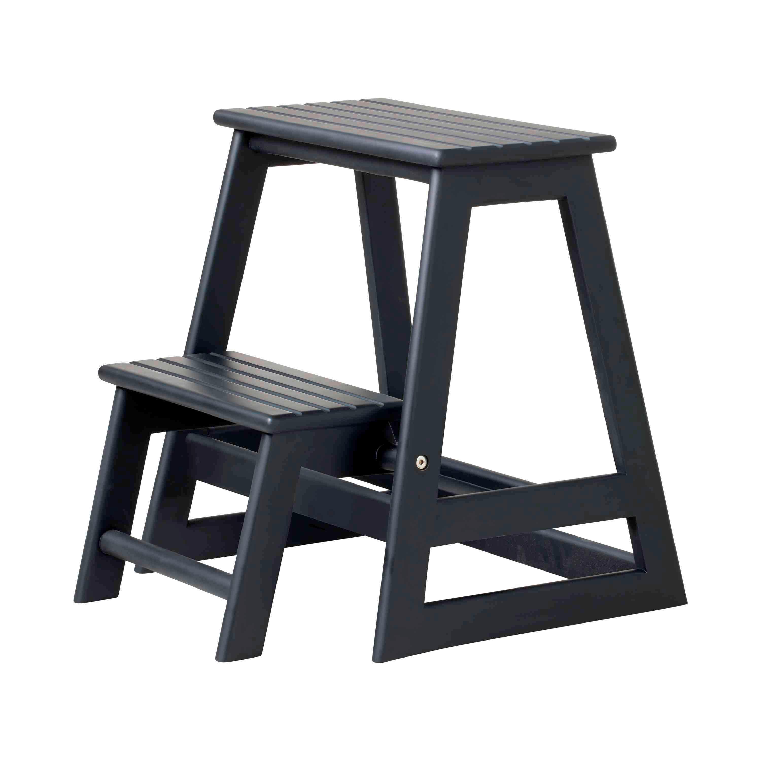 Trritthocker Skala, schwarz 45,5x49x38,5 cm - Schwarz, Natur, Holz (45,5/49/38,5cm) - Gardenson