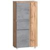 Midischrank Verese B: 65 cm Hellgrau/Eiche Wotan - Silberfarben/Eiche Wotan, MODERN, Holzwerkstoff (65/130/35cm) - Held