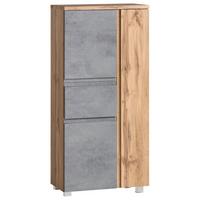 Midischrank Verese B: 65 cm Hellgrau/Eiche Wotan - Silberfarben/Eiche Wotan, MODERN, Holzwerkstoff (65/130/35cm) - Held