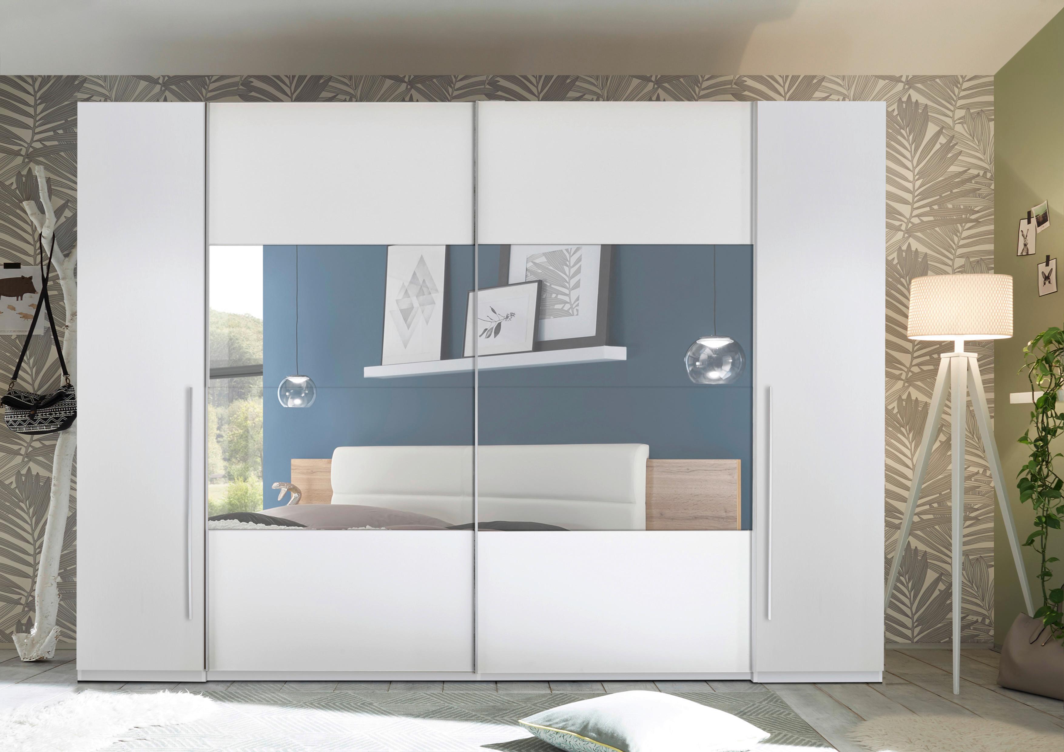 Schwebetürenschrank Mit Spiegel 104 cm Mega, Weiß - Weiß, MODERN, Holzwerkstoff (312/226/61cm) - MID.YOU