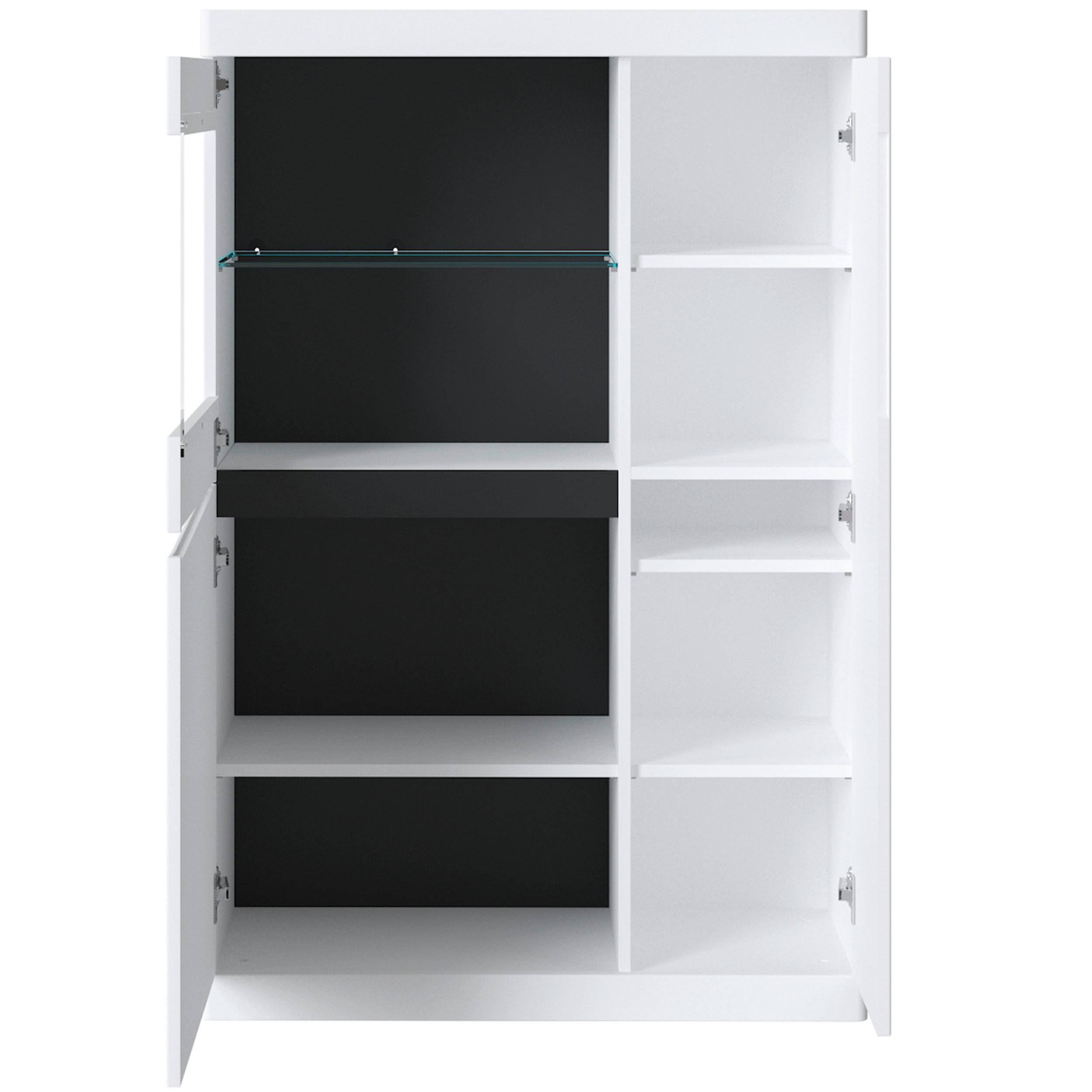 Vitrin Turino Neo - grafitszürke/fehér, Trend, faalapú anyag/Üveg (86/130,8/39,9cm) - Sony