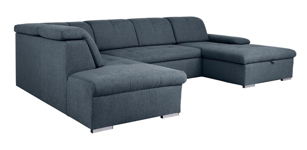 Wohnlandschaft Ramzes Dunkelblau U: 215x328x173 cm - Dunkelblau/Grau, Design, Textil (215/328/173cm) - MID.YOU