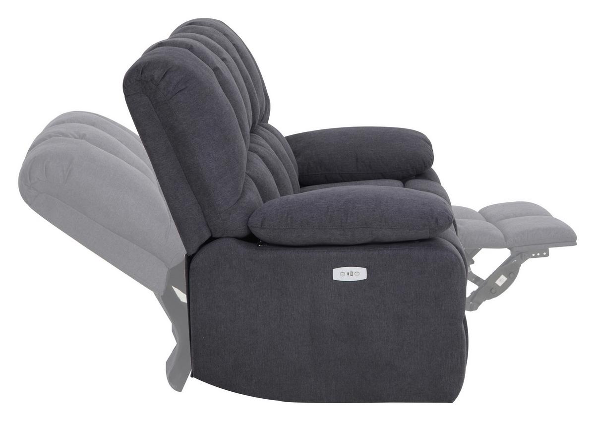 Dvojmiestna pohovka BOLTON, sivá, el.relaxačná funkcia - sivá, Basics, kov/drevo (168/103,5/96,5cm)