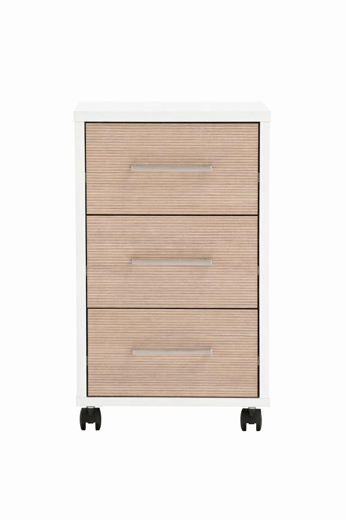 Rollcontainer Metz Weiß/Beige B: 32,6cm - Beige/Schwarz, MODERN, Holzwerkstoff/Kunststoff (32,6/59,7/39,1cm) - MID.YOU