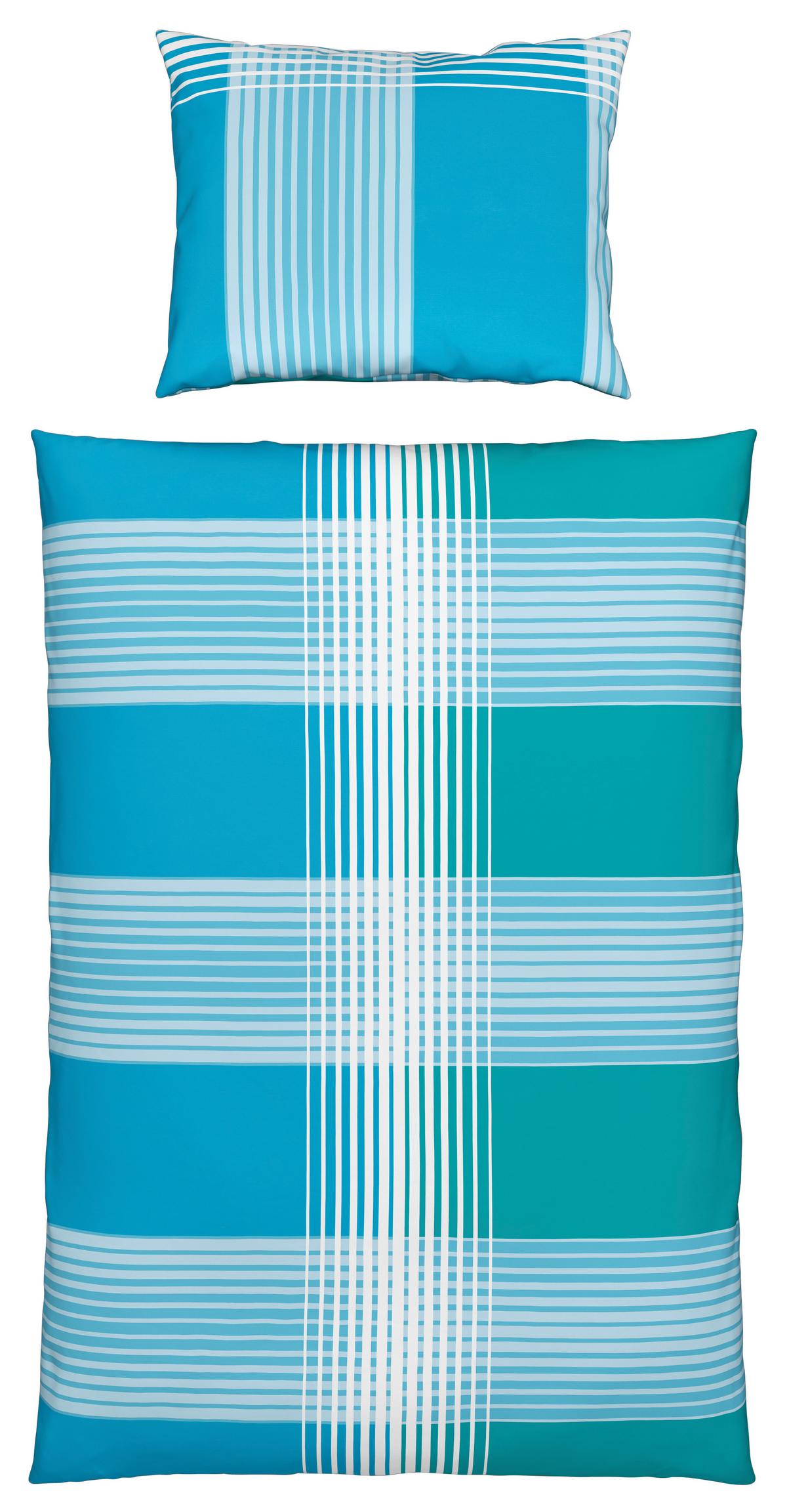 Seersucker Bettwäsche 140x200 cm Enja Baumwolle Blau/Türkis - Türkis/Blau, MODERN, Textil (140/200cm) - Luca Bessoni