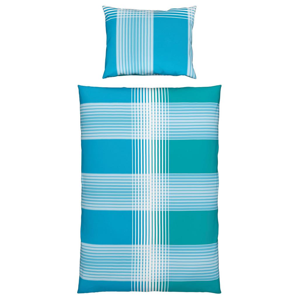Seersucker Bettwäsche 140x200 cm Enja Baumwolle Blau/Türkis