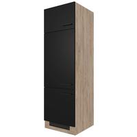 Skrinka na vstavané spotrebiče CAPRI - čierna/farba duba, Konventionell, kov/kompozitné drevo (60/200/57cm) - FlexWell