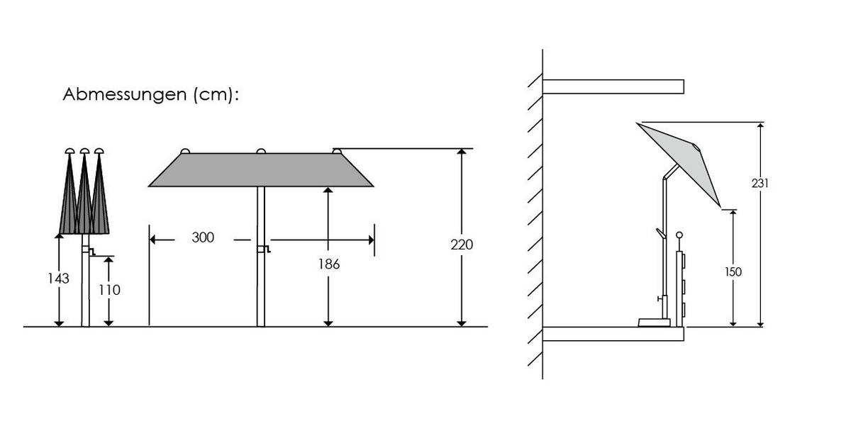 Doppelsonnenschirm Salerno BxHxT: 300x220x150 cm Apfelgrün - Anthrazit/Grün, Basics, Textil/Metall (300/220/150cm) - Schneider