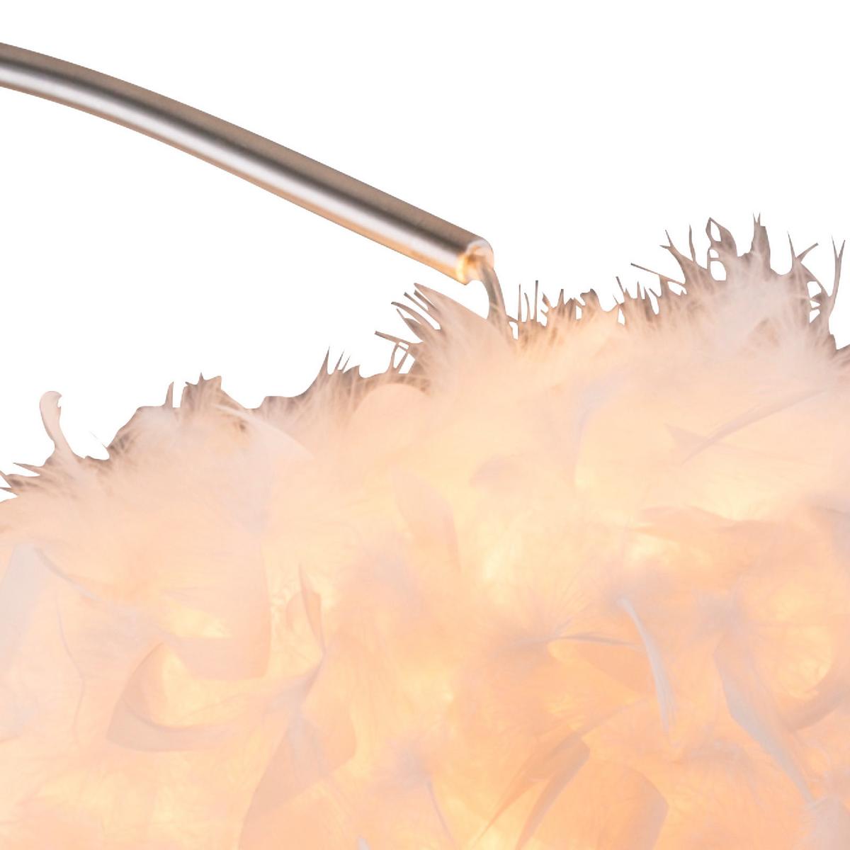 Stehlampe Katunga Weiß Höhenverstellbar - Weiß/Nickelfarben, Basics, Textil/Metall (96/45/196cm) - Globo