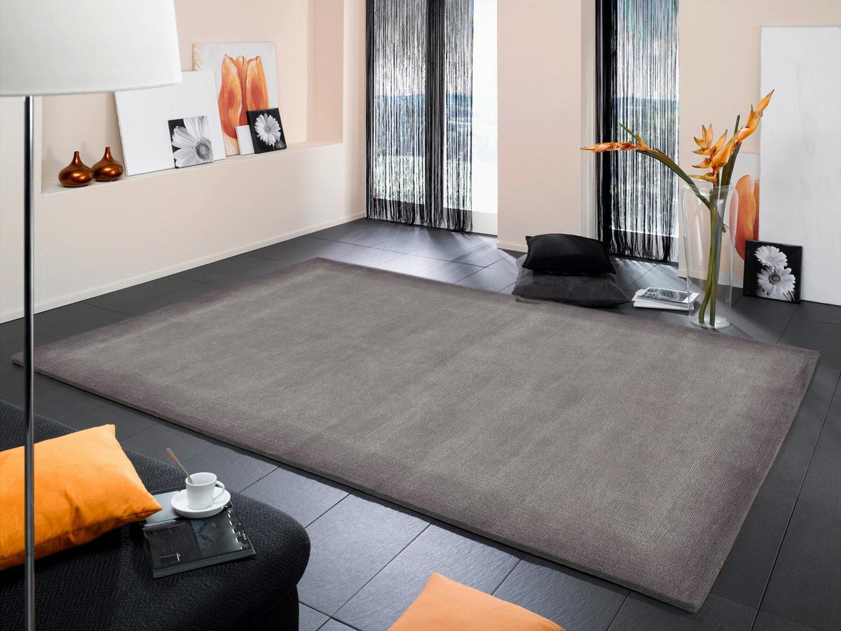 Wollteppich Grau Viniciano Tami 170x240 cm handgeknüpft - Grau, Basics, Textil (170/240cm) - Cazaris