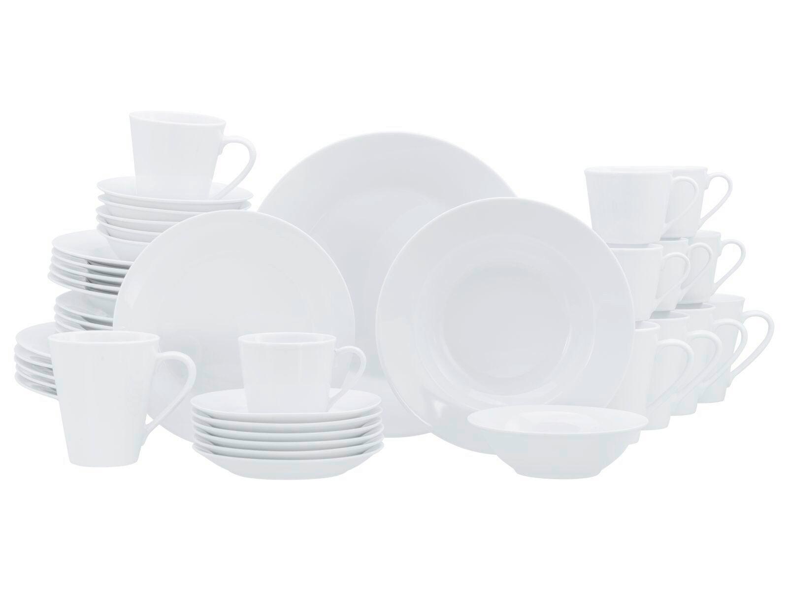 KOMBISERVICE Porzellan, Weiß, 42-teilig - Weiß, Basics, Keramik - Creatable