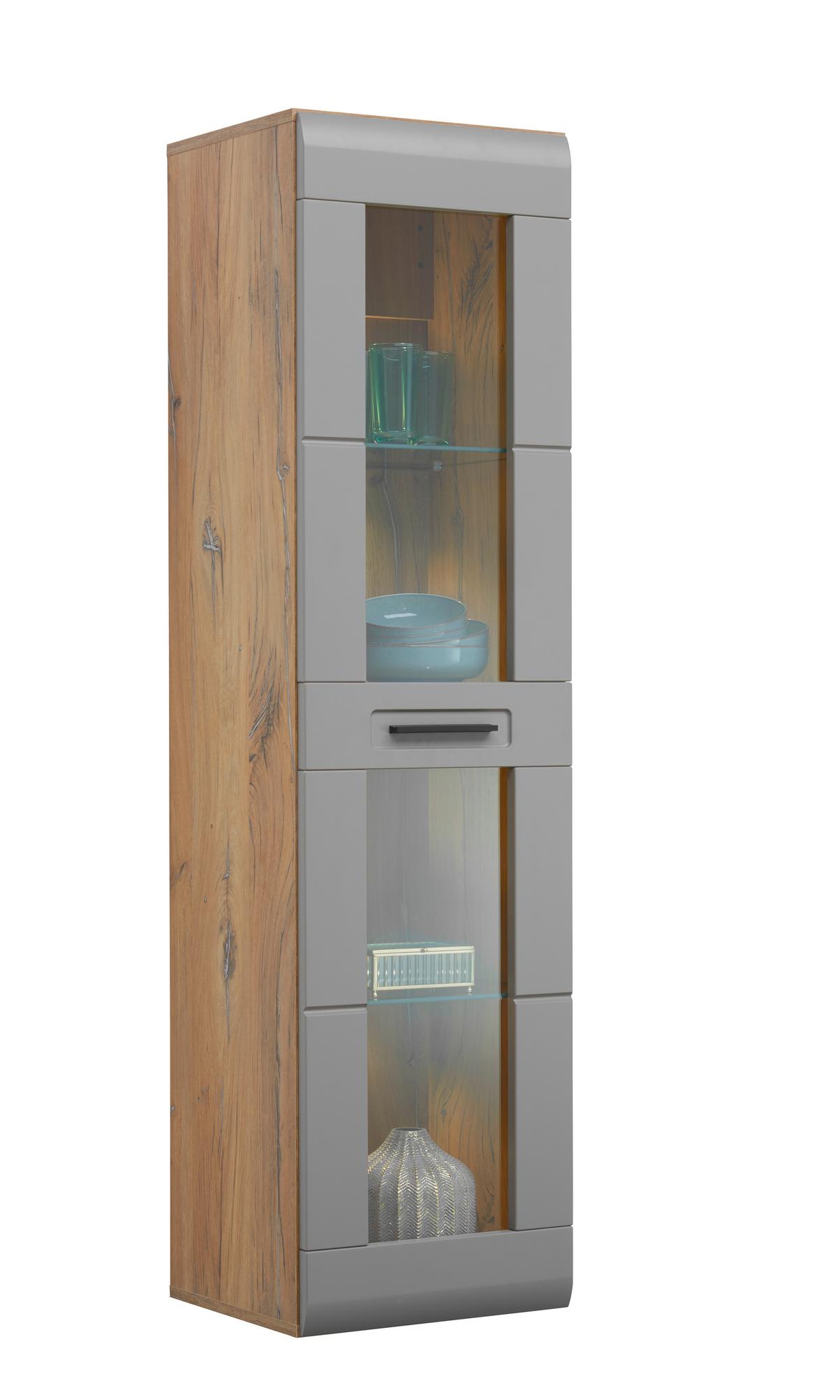 Hängevitrine Auris B: 40,3 cm Eiche/Basalt - Grau, MODERN, Glas/Holzwerkstoff (40,3/153,4/37,1cm) - Luca Bessoni