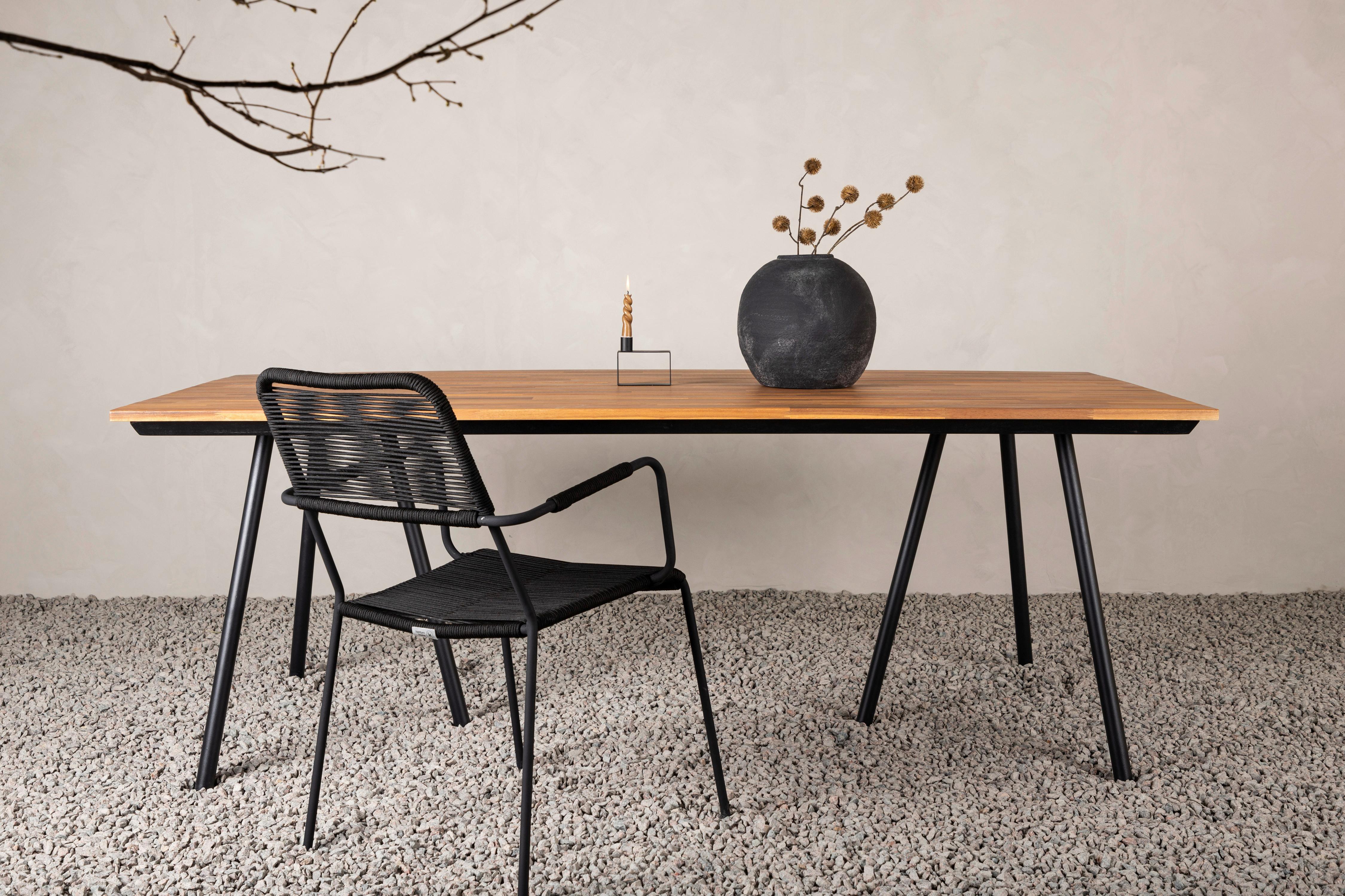 Gartentisch Chan - Schwarz/Teakfarben, KONVENTIONELL, Holz/Metall (200/100/74cm) - Gardenson
