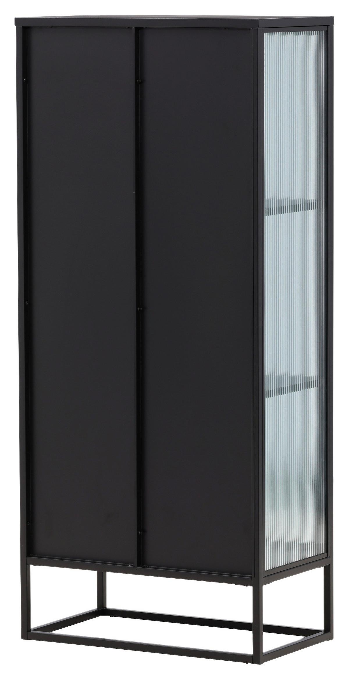 Highboard Garis - Schwarz, Design, Glas/Metall (70/160/40cm) - Livetastic