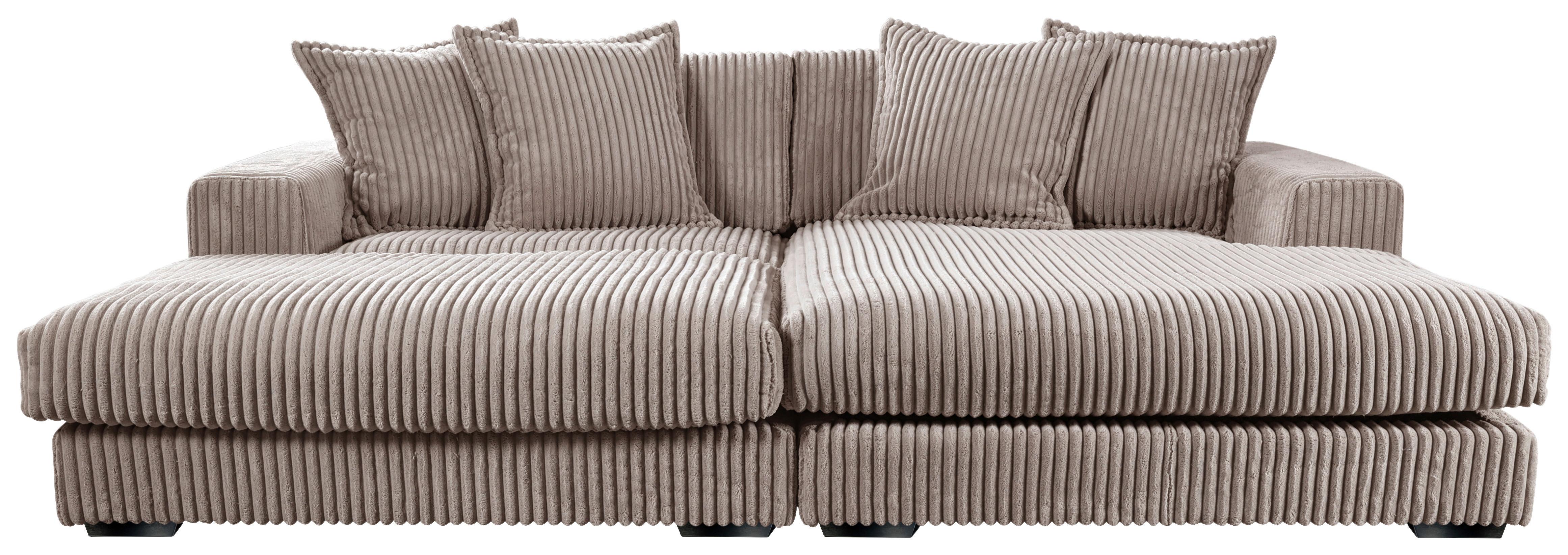 Ecksofa Funny Rechts mit Hocker B: 285 cm - Taupe/Schwarz, Basics, Textil (285/195cm) - Livetastic