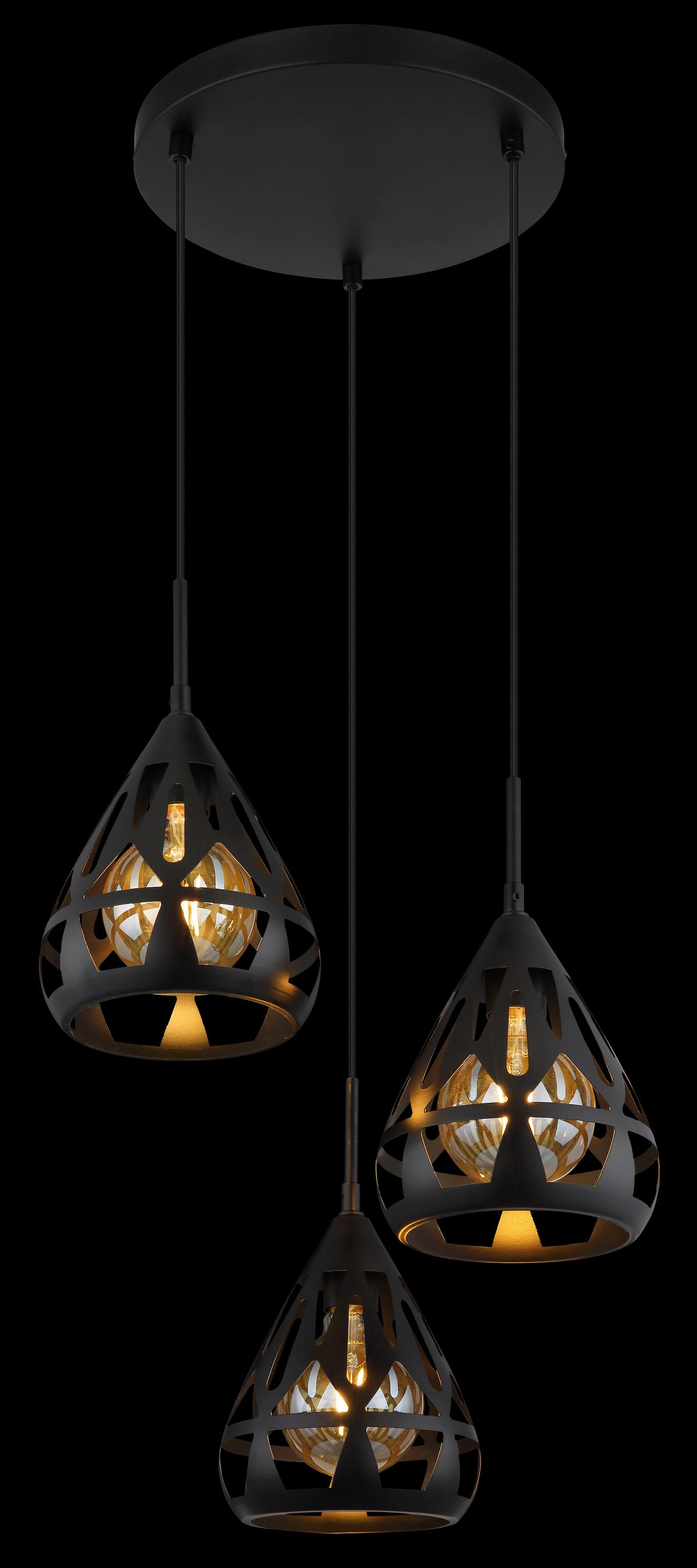 Hängeleuchte 15889-3h - Schwarz, Trend, Kunststoff/Metall (41/120cm) - Globo