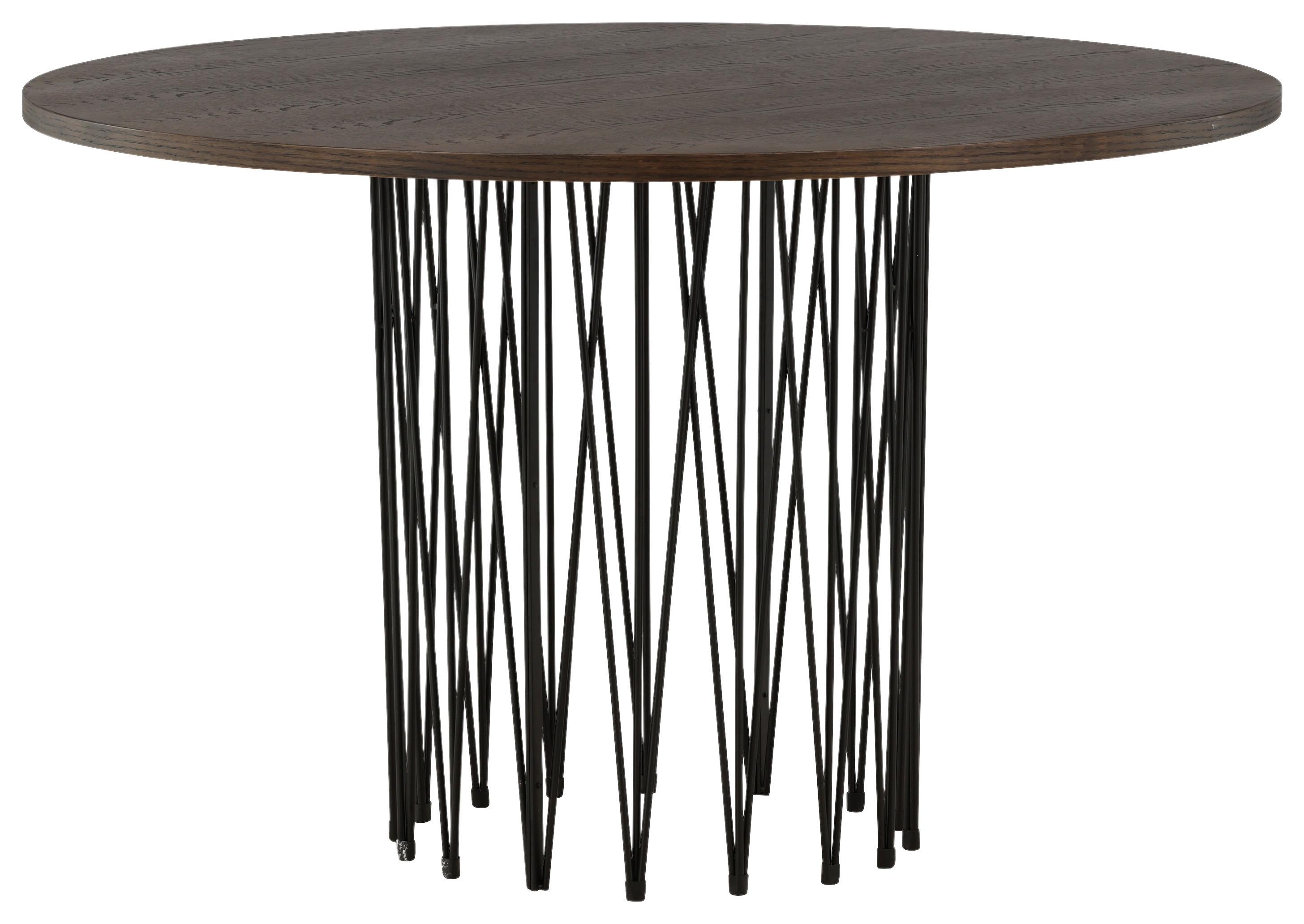 Esstisch Stone - Dunkelbraun/Schwarz, Design, Holzwerkstoff/Metall (120/120/74cm) - Livetastic