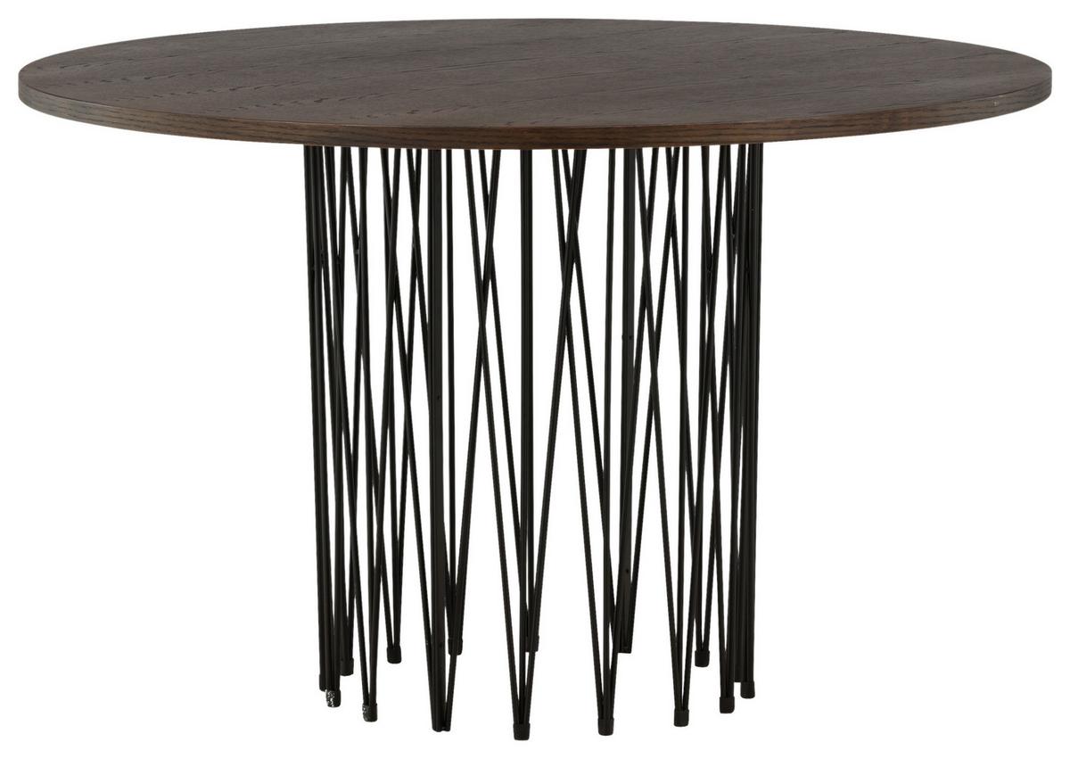 Esstisch Stone - Dunkelbraun/Schwarz, Design, Holzwerkstoff/Metall (120/120/74cm) - Livetastic