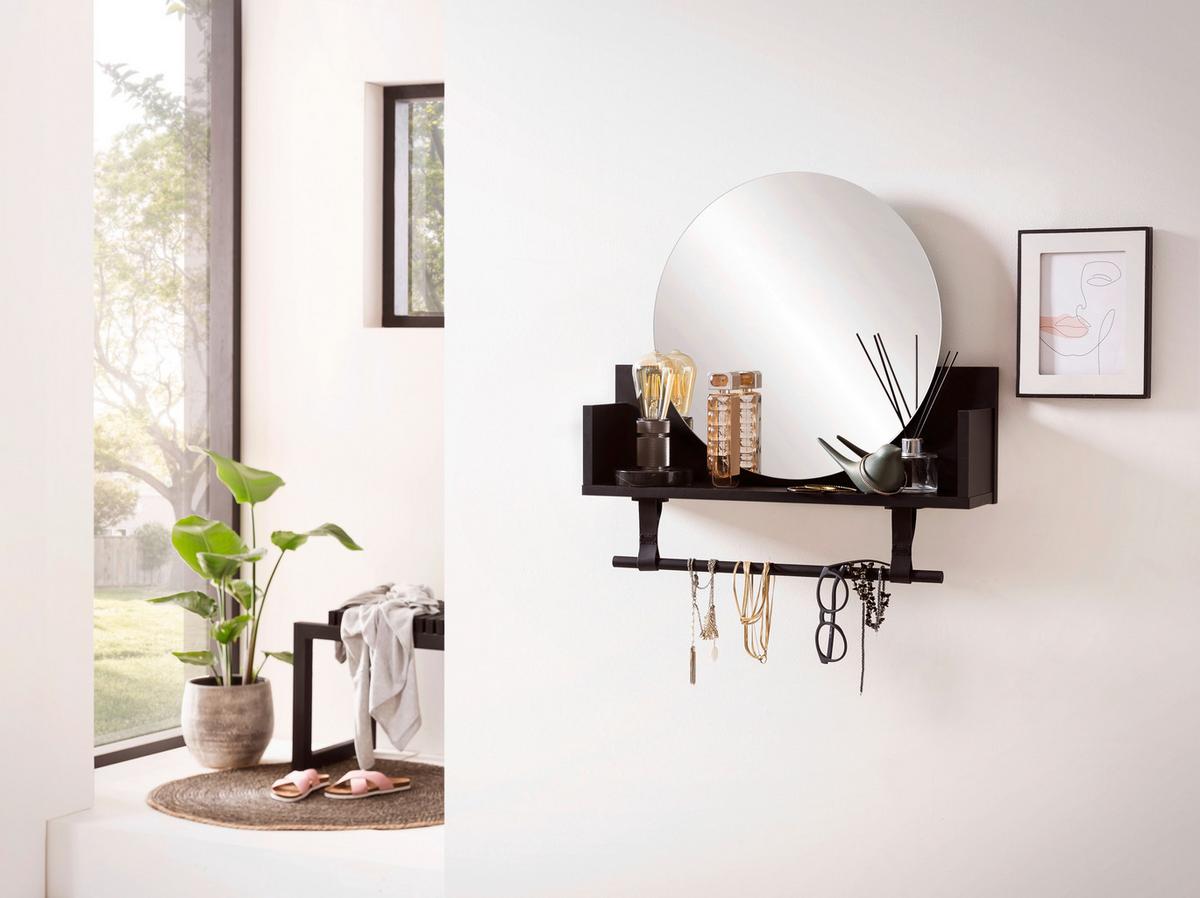 Wandregal Ella Schwarz B: 59,8 - Beige/Schwarz, Design, Holzwerkstoff (59,8/315/135cm) - MID.YOU