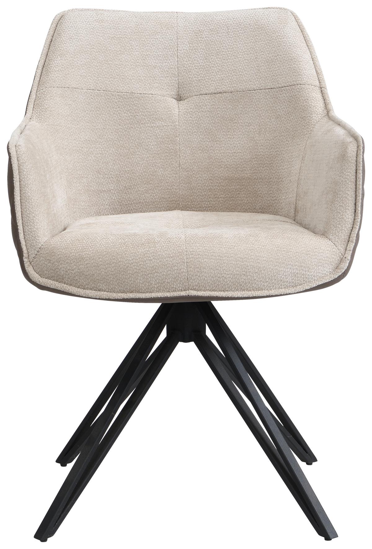 Armlehnstuhl Aurelia Braun B: 57 cm - Dunkelbraun/Schwarz, MODERN, Textil/Metall (57/82/61cm) - Livetastic