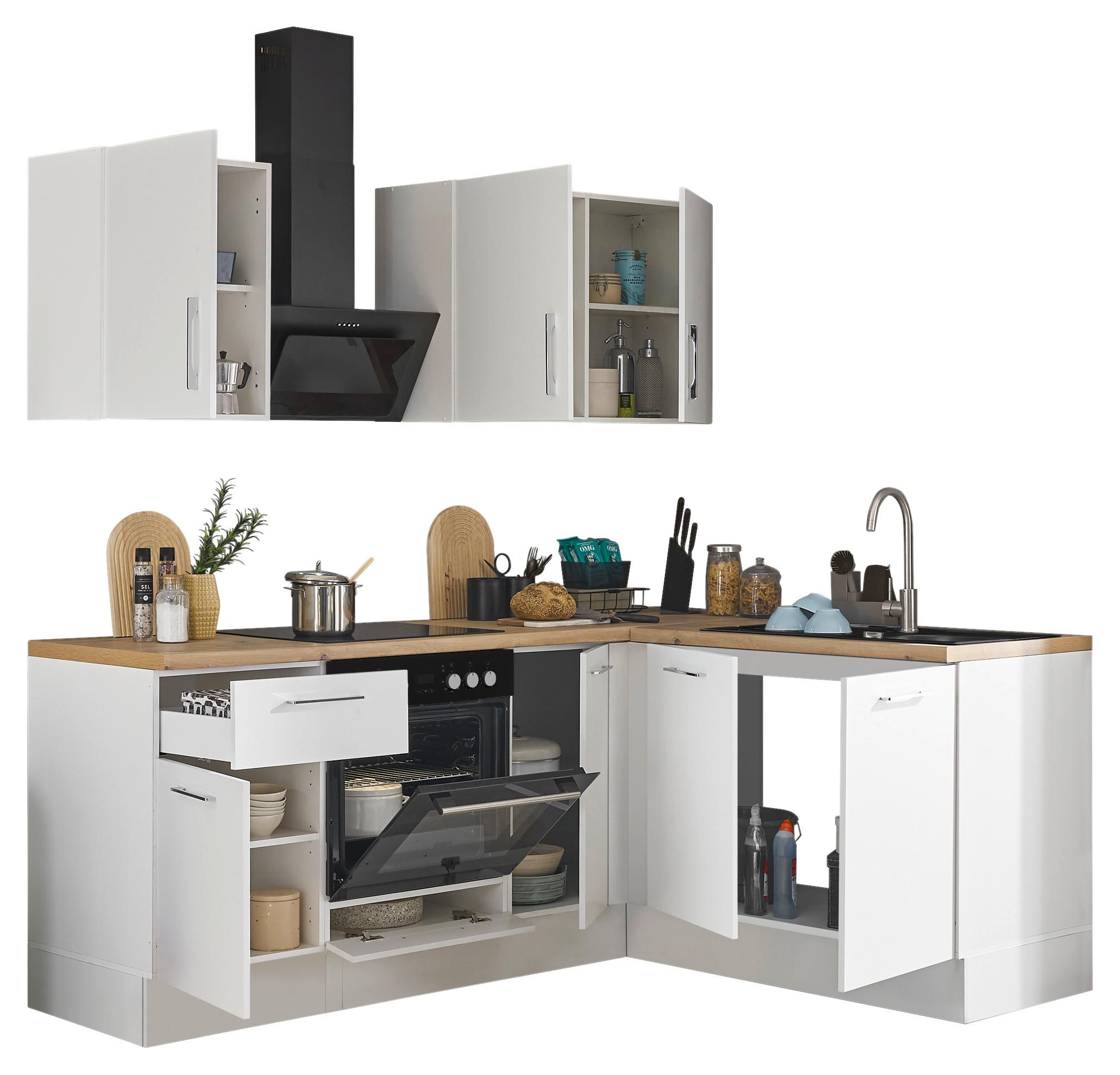 Eckküche Turin 210x165 cm Weiß/ Eiche Artisan Dekor - Weiß/Eiche Artisan, Basics, Holzwerkstoff (210/165cm) - MID.YOU