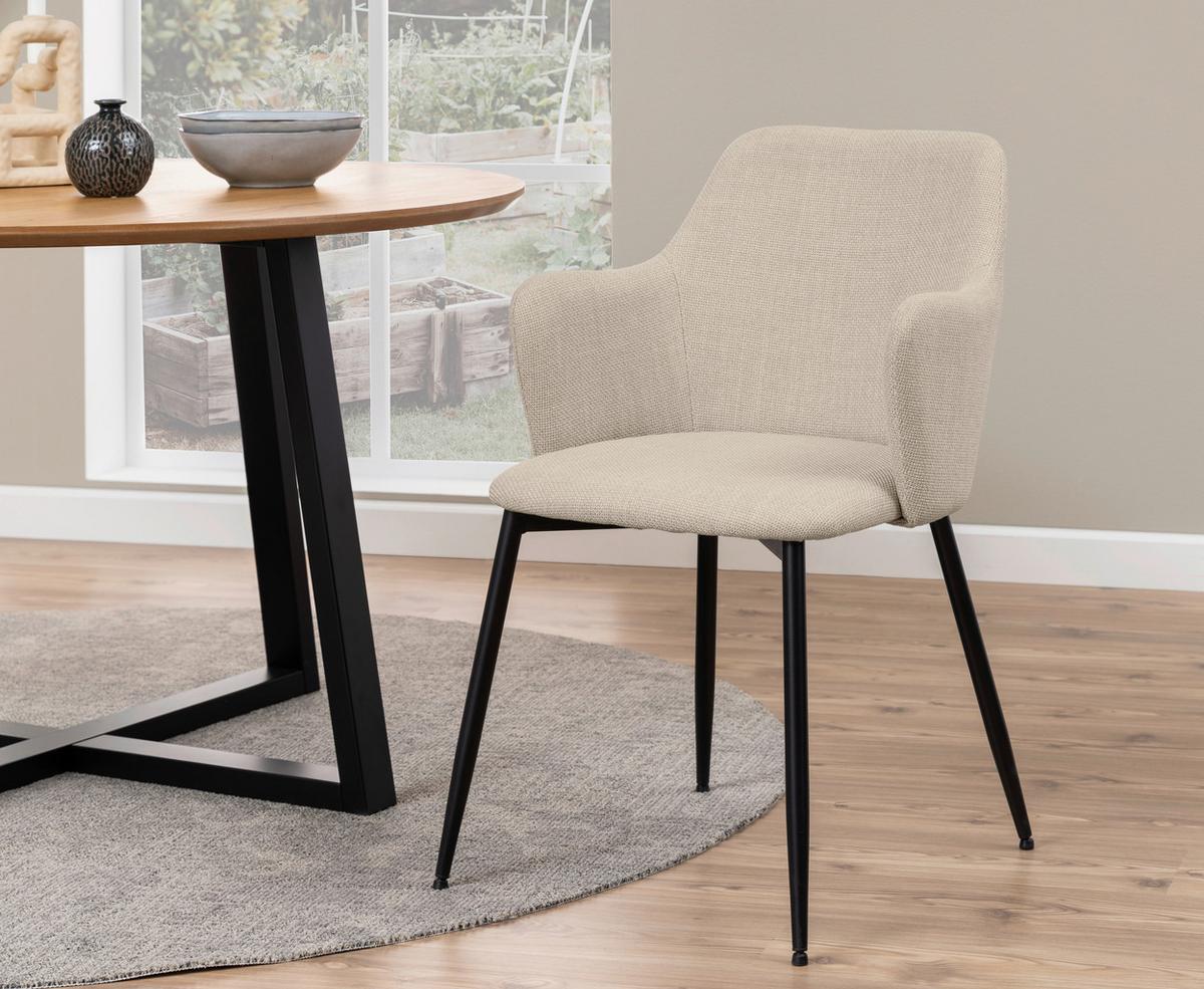Armlehnstuhl Ilsa Beige - Beige/Schwarz, MODERN, Textil/Metall (54,5/84,5/60cm) - MID.YOU