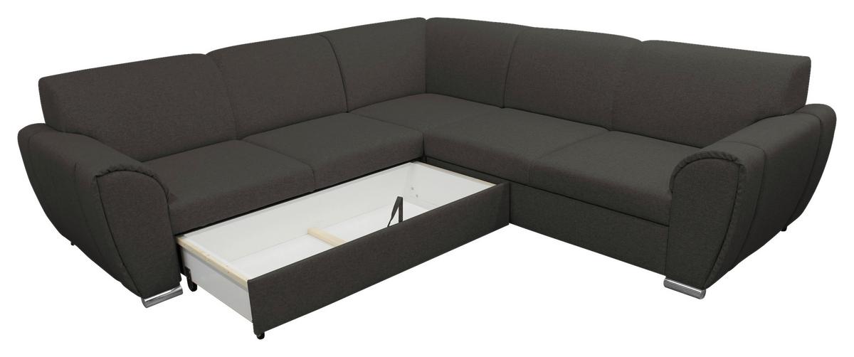 Ecksofa Mit Schlaffunktion Delux Anthrazit Rücken Echt - Anthrazit/Silberfarben, Design, Textil (266/266cm) - Livetastic