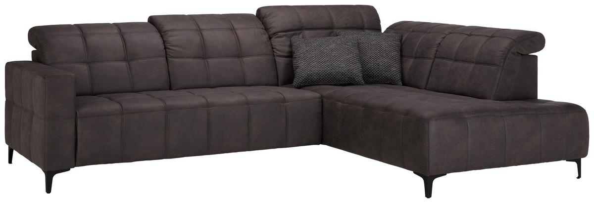 Rohová sedačka PANAMA, pravá, antracitová - čierna/antracitová, Konventionell, kov/textil (304/216cm) - Premium Living