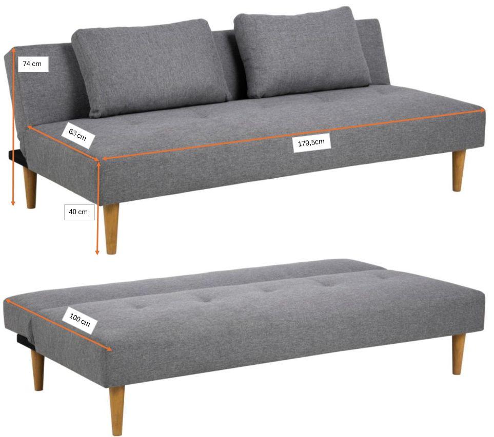2-sitzer-sofa Mit Schlaffunktion Lukas B: 180 Cm - Eichefarben/Grau, Design, Holz/Textil (180/74/86cm) - MID.YOU