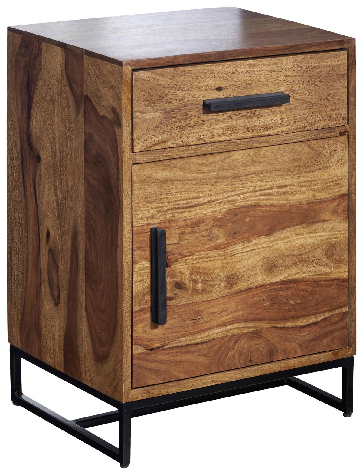 Nachttisch Sheeshamfarben B: 45 cm - Sheeshamfarben/Schwarz, Design, Holz/Metall (45/65/35cm) - MID.YOU