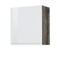 Küchenoberschrank Cardiff 50cm Weiß/vintage 1 Drehtür - Weiß Hochglanz/Grau, Basics, Holzwerkstoff (50/57/34cm) - Held