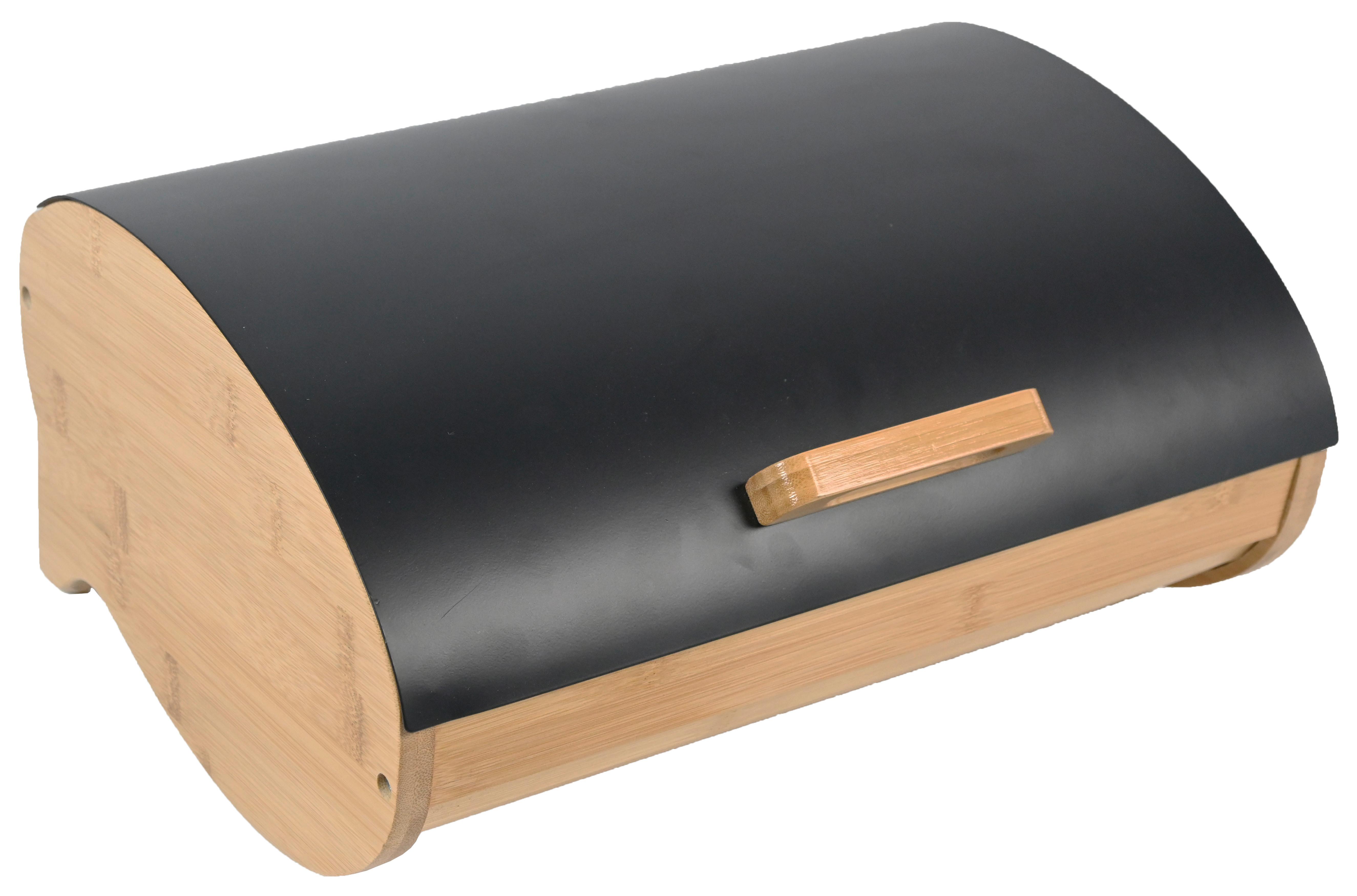 CHLEBNÍK NA PEČIVO SVEA - černá/přírodní barvy, Moderní, kov/dřevo (35/25/15,5cm) - Modern Living