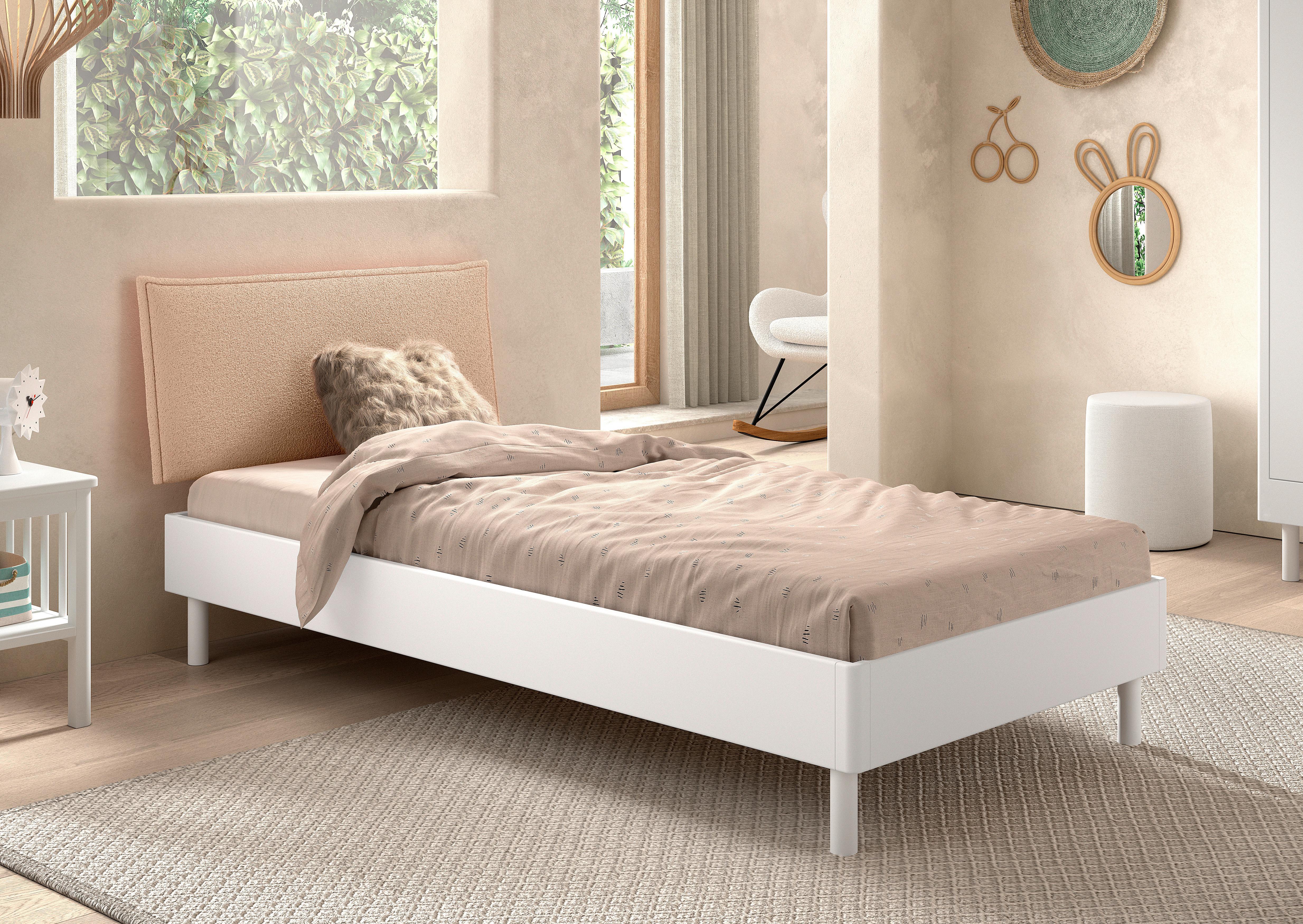 Bett Forrest Weiß 90x200cm - Beige/Weiß, MODERN, Holz/Textil (90/200cm) - Vipack