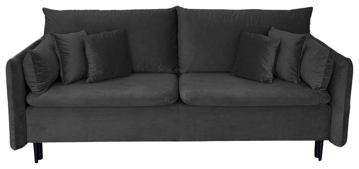 Schlafsofa Mit Bettkasten Orlando Grau B: 220 Cm - Schwarz/Grau, Design, Textil (220/96/102cm) - MID.YOU