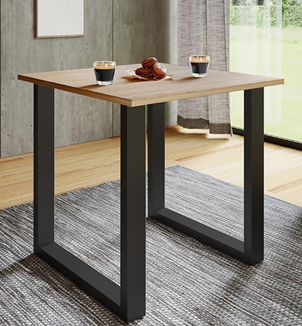 Esstisch Xona 80x50 cm Schwarz/Eiche Dekor - Schwarz/Sonoma Eiche, Basics, Holzwerkstoff/Metall (80/50/76cm) - MID.YOU