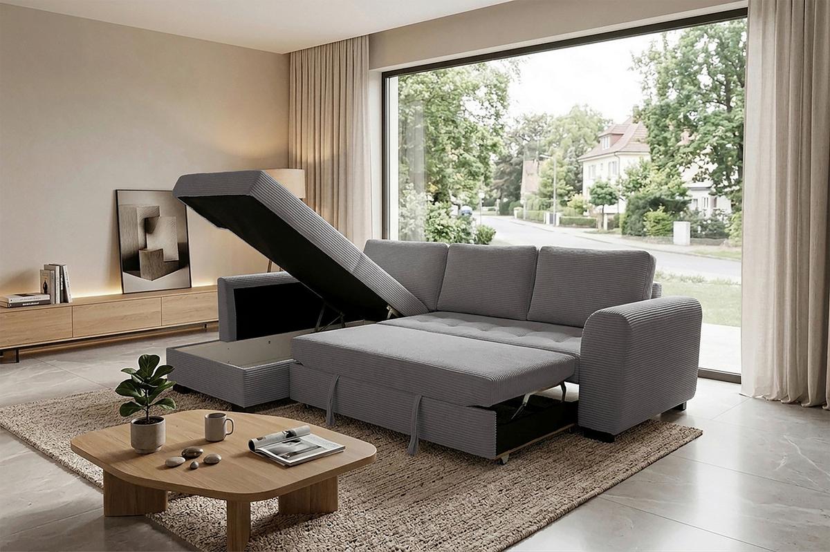 Ecksofa John Grau S: 178x239 cm - Schwarz/Grau, Trend, Textil (178/239cm)